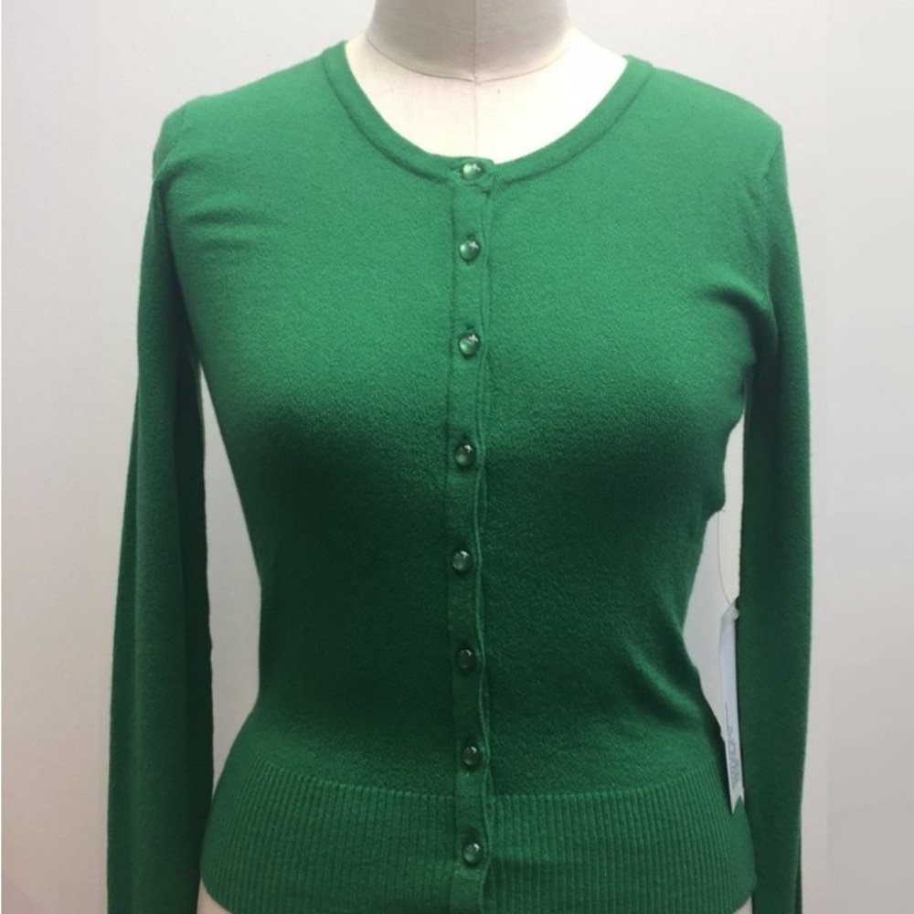 HELL BUNNY GREEN CARDIGAN! PEARLY BUTTONS SOFT STRETCHY MOD RETRO PIN UP CLASSIC